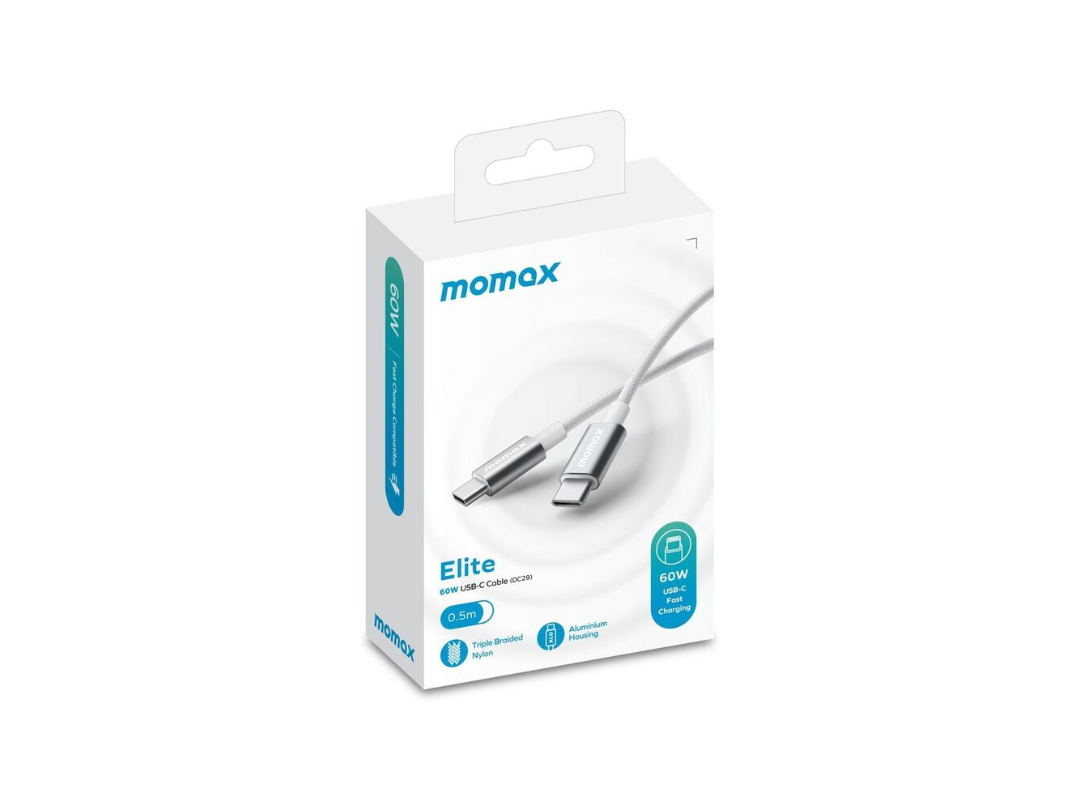 Buy Momax Elite 60W USB-C to USB-C Cable 0.5m Fast Charging White in Qatar Buy Momax Elite 60W USB-C to USB-C Cable 0.5m Fast Charging White in Qatar